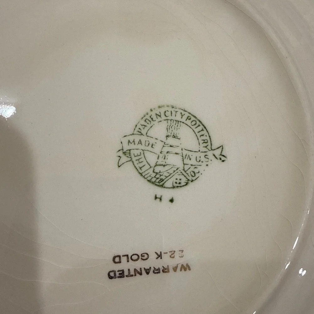 City Pottery set of 12 Vintage serving plates (22K gold trim design)Dinnerware